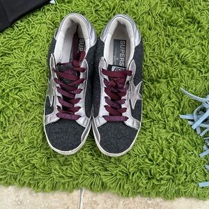 Golden Goose Sneakers with Gray and Burgundy Details